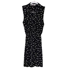 Makiyo Black with Cream Abstract Cats Sleeveless Dress
